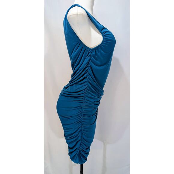 Emerald Sundae Teal One-Shoulder Ruched Bodycon Dress Size 14 - Picture 4 of 10